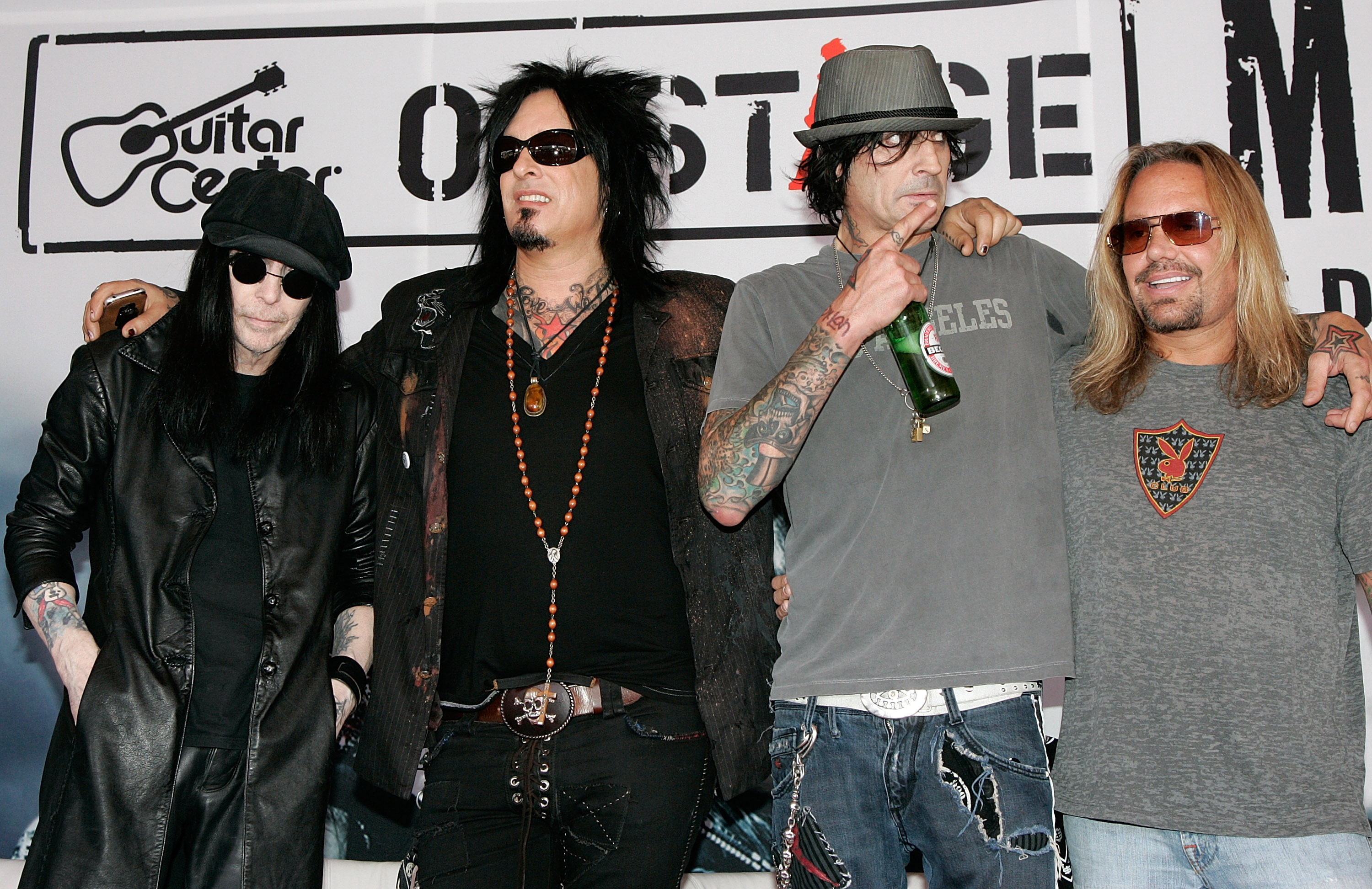 HOLLYWOOD - JULY 31: (L-R) Mick Mars, Nikki Sixx, Tommy Lee and Vince Neil ...